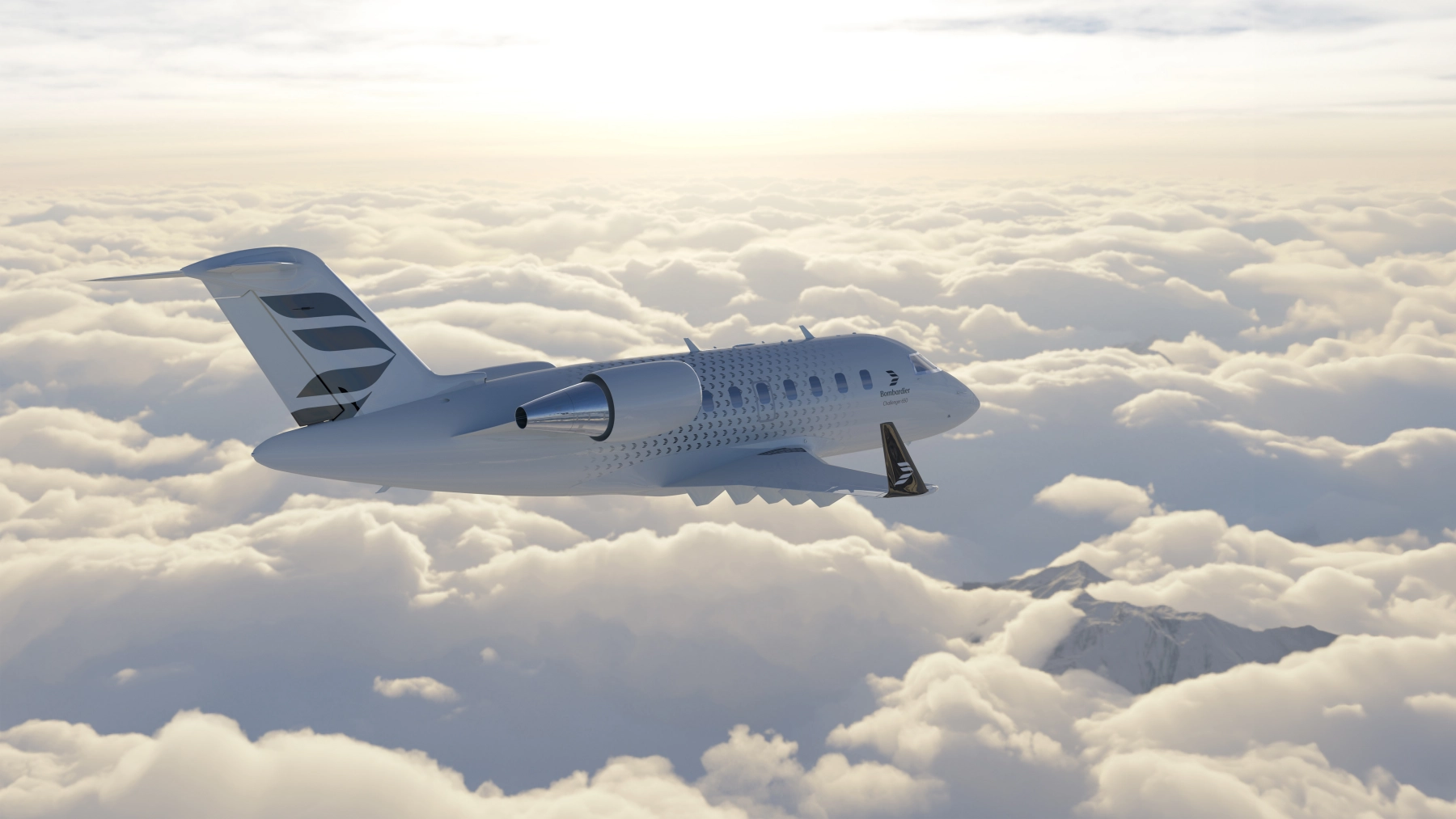 Avion de type Bombardier Challenger avec le nouveau logo de Bombardier.